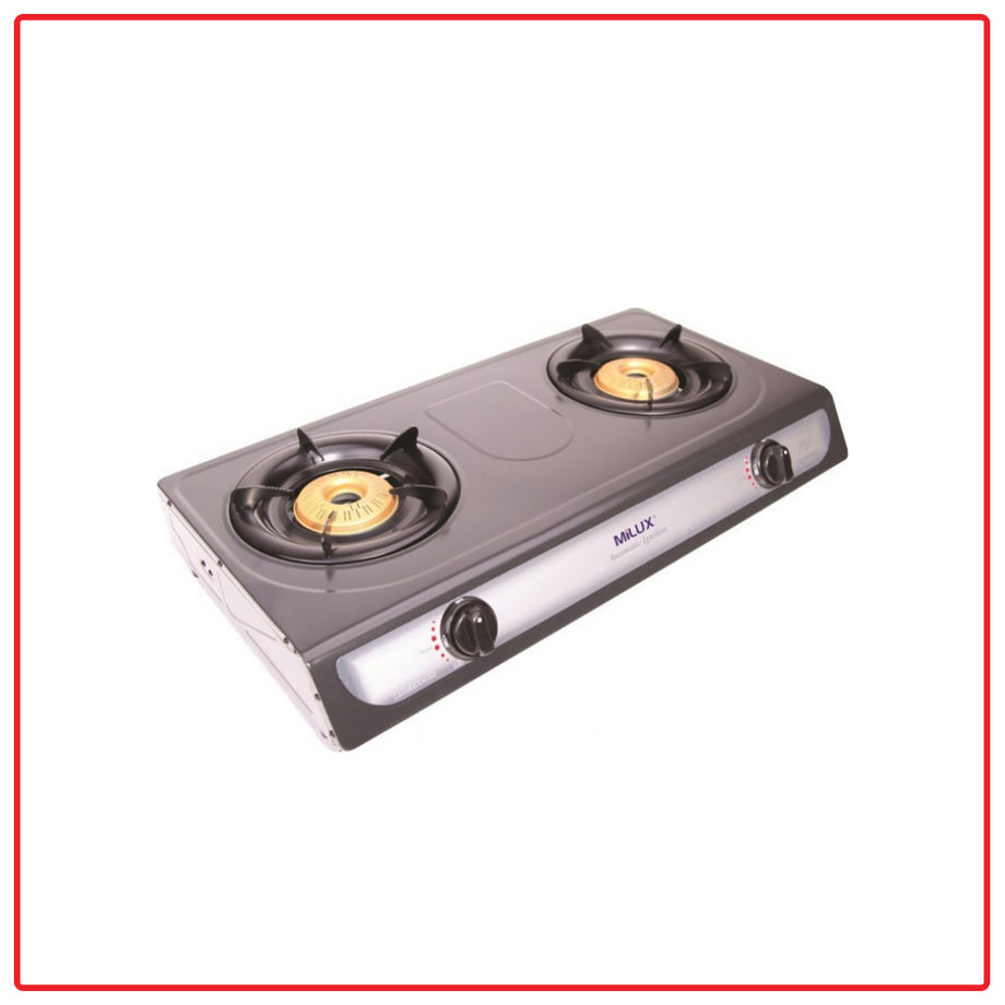Milux YS-3030B Epoxy Cooker Top Double Burner Gas Stove ESH