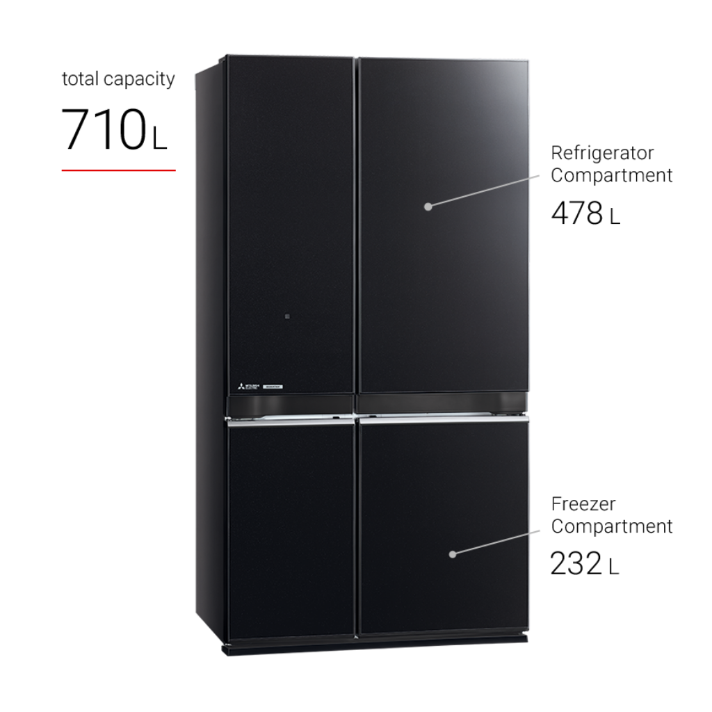 Mitsubishi MRL78EN 710L 4-Door French Glass Door Refrigerator | ESH