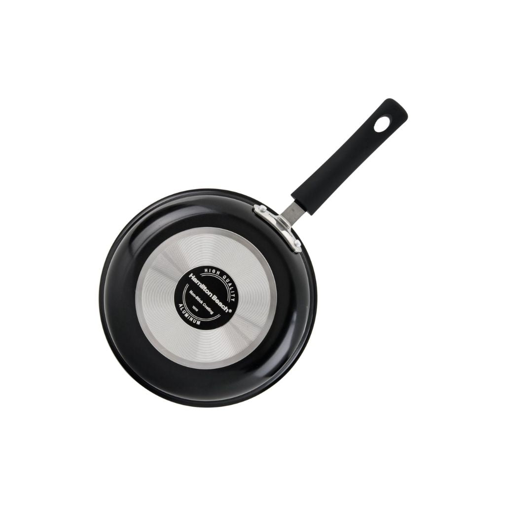 Hamilton Beach Nonstick Covered Saute Pan 11-Inch - Black Aluminum Saute  Pan with Soft Touch Bakelite Handle & Glass Lid - Flared Edge - Spiral